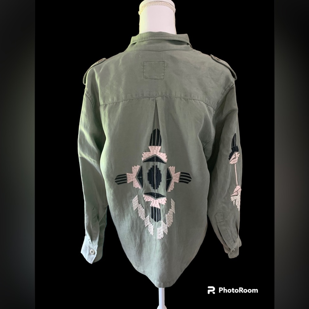 Rails Eliott Embroidered Green/Sage Linen Aztec B… - image 4